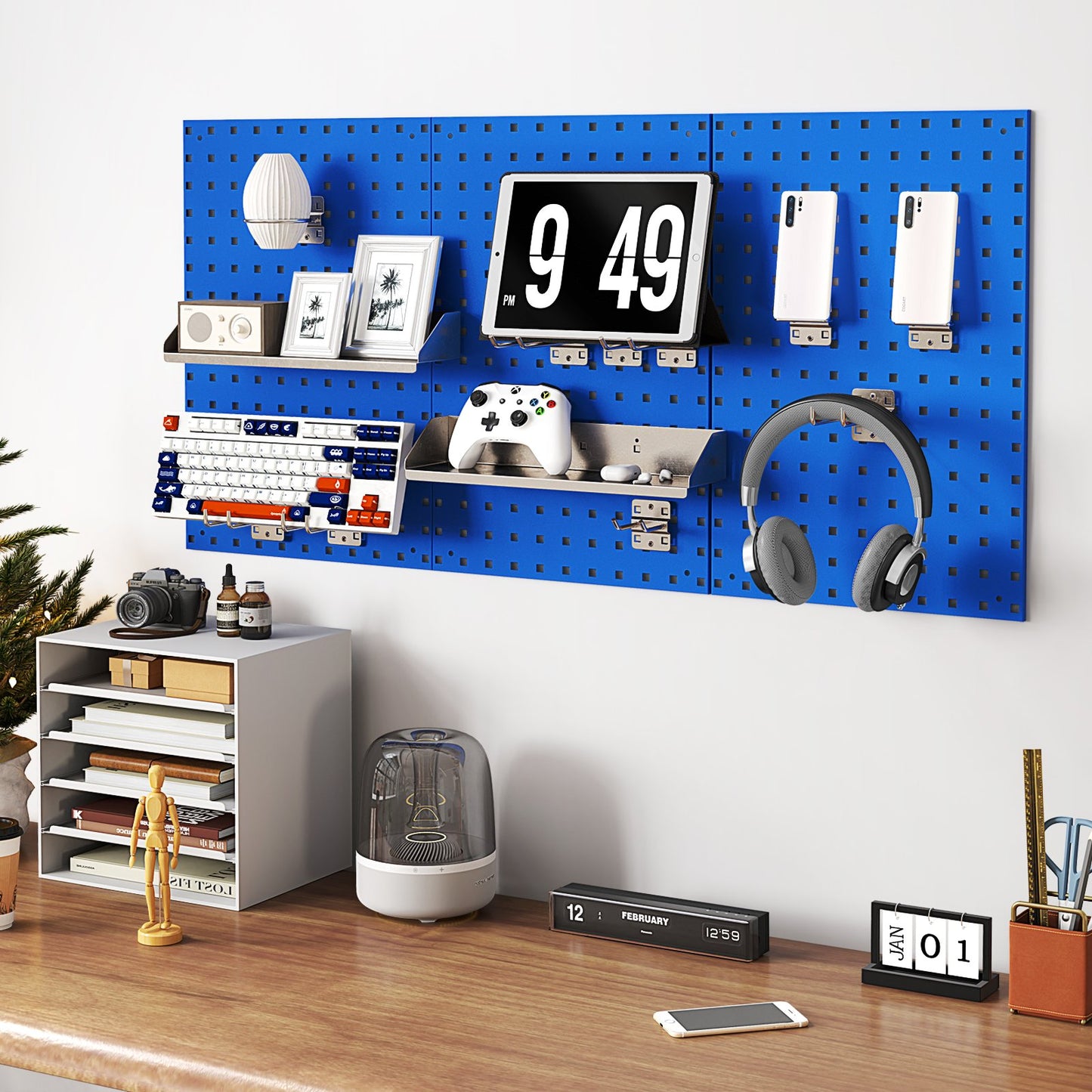 Wall-Mounted Pegboard Kit with 3 Pegboards for Garage Workshop-Black