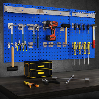 Wall-Mounted Pegboard Kit with 3 Pegboards for Garage Workshop-Black