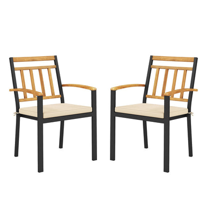Set of 2 Patio Dining Chairs with Removable Padded Cushions-17 Inches