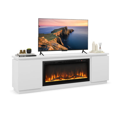 Fireplace TV Stand for TVs up to 80 Inch with 3 Adjustable Shelves-Black