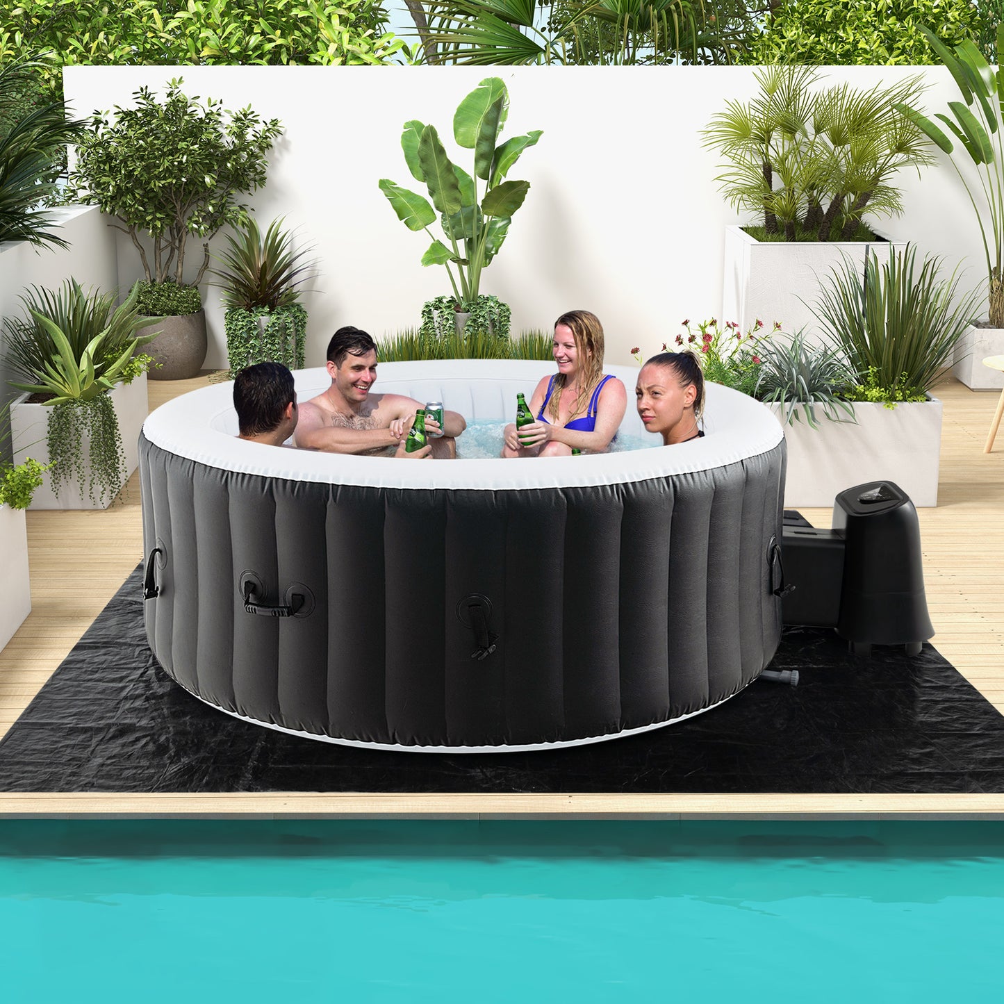 70/80 Inches Round SPA Pool Hottub with 110/130 Air Jets Electric Heater Pump-S