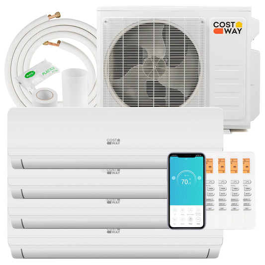 36000 BTU 4 Zone 19 SEER2 Mini Split AC with Heat Pump-9K + 9K + 12K + 12K