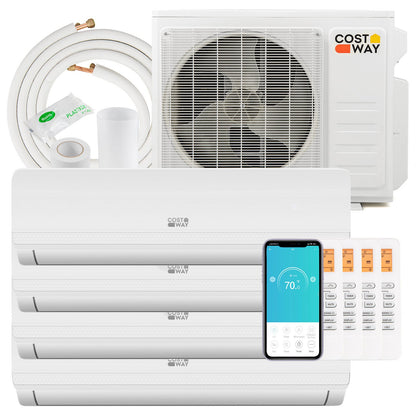 36000 BTU 4 Zone 19 SEER2 Mini Split AC with Heat Pump-9K + 9K + 12K + 12K