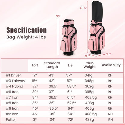 10 Pieces Womens Complete Golf Club Set with Alloy Driver