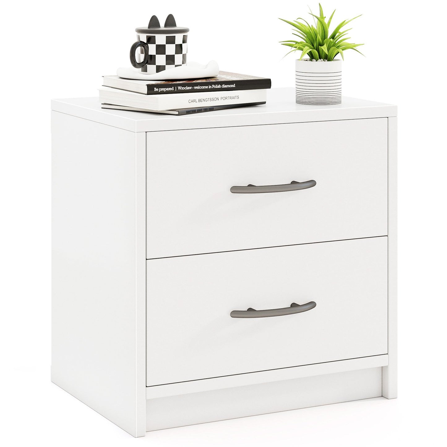 2 Drawer Nightstand with Storage for Living Room-Oak