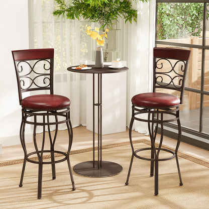 Set of 2 30 Inch Bar Stool with Backrest and Footrest-Black