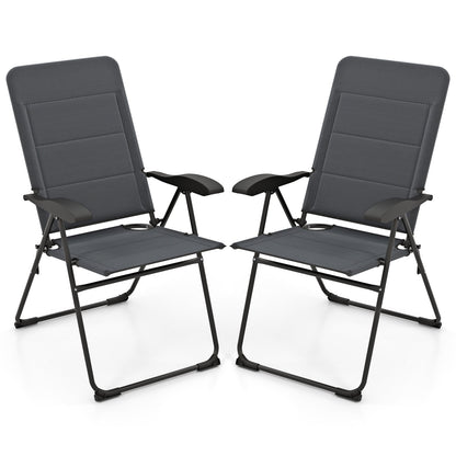 2 Pieces Outdoor Folding Patio Chairs with Adjustable Backrests for Bistro and Backyard-Black