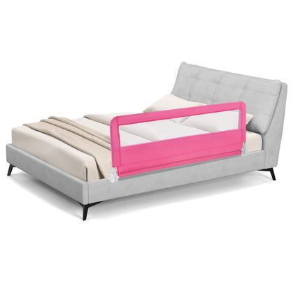 59 Inch Extra Long Folding Breathable Baby Children Toddlers Bed Rail Guard with Safety Strap-Beige