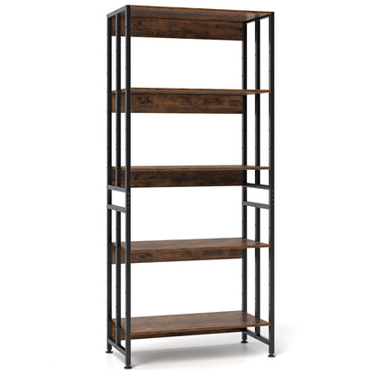 5-Tier Bookshelf with Adjustable and Tiltable Shelves-Black