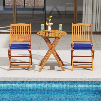Outdoor Folding Chairs with Seat Cushions Set of 2-Beige