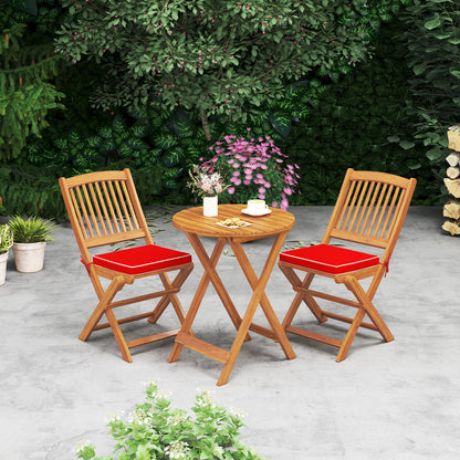 Outdoor Folding Chairs with Seat Cushions Set of 2-Beige