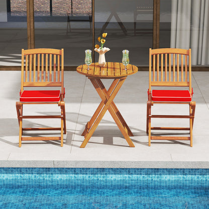 Outdoor Folding Chairs with Seat Cushions Set of 2-Beige
