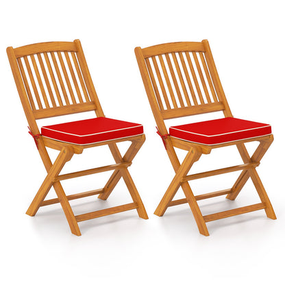 Outdoor Folding Chairs with Seat Cushions Set of 2-Beige