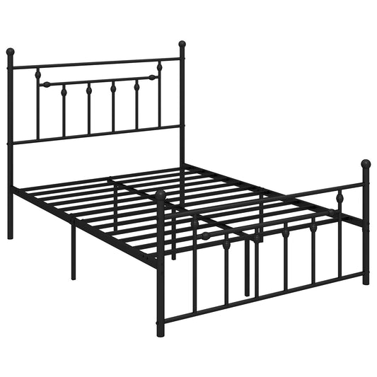 Full size heavy-duty metal bed frame with headboard, sturdy construction, and sleek design for bedroom furniture.