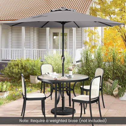 Outdoor Heavy Duty Market Umbrella with Crank Handle and 8 Sturdy Ribs-Beige