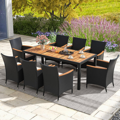 9 Pieces Outdoor Dining Set with Acacia Wood Tabletop