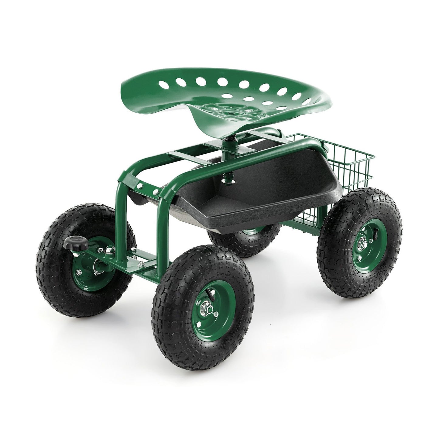 4-Wheel Rolling Garden Cart Work Seat-Blue