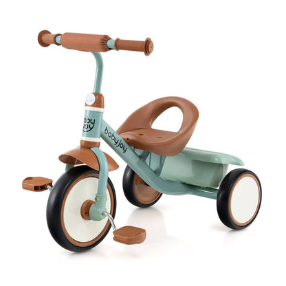 Toddler Tricycle Kids Trike with Adjustable Seat and Basket Aged 3-5 Years Old-Beige