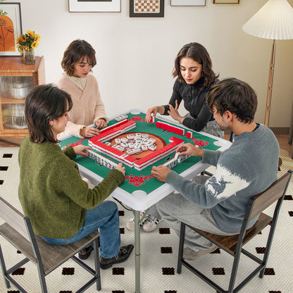 35 Inch 4 Player Game Card Folding Mahjong Table with Cup Holders-Blue