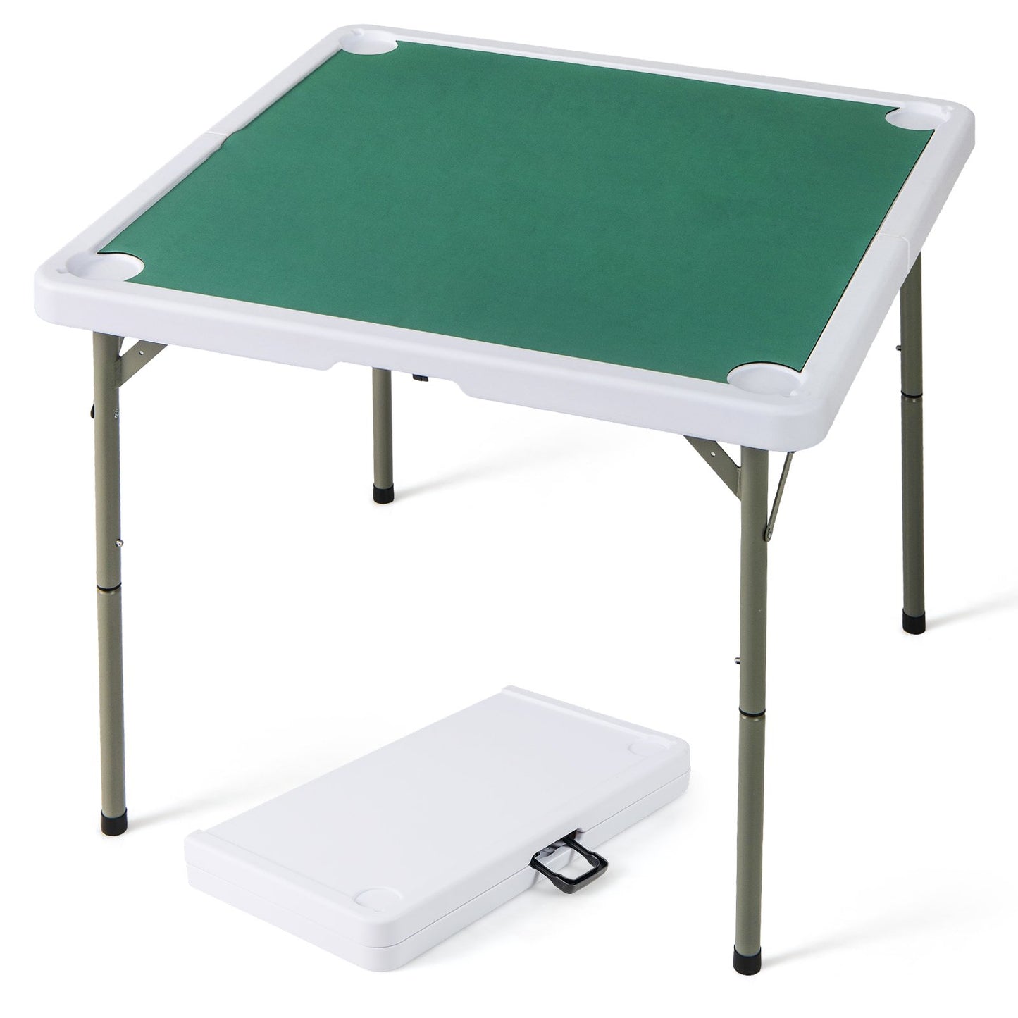 35 Inch 4 Player Game Card Folding Mahjong Table with Cup Holders-Blue
