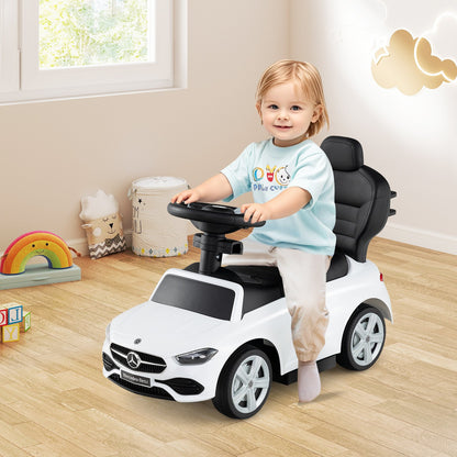 3-in-1 Ride on Push Car Mercedes-Benz Licensed Sliding Car with Canopy-Black