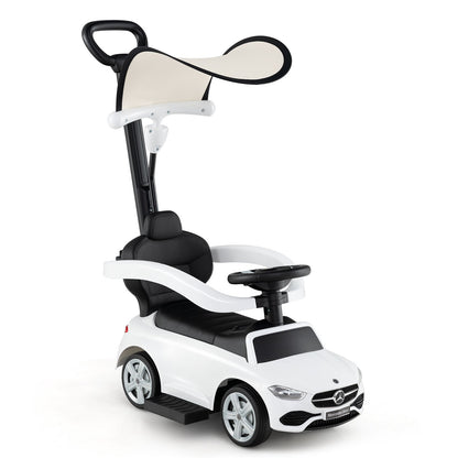 3-in-1 Ride on Push Car Mercedes-Benz Licensed Sliding Car with Canopy-Black