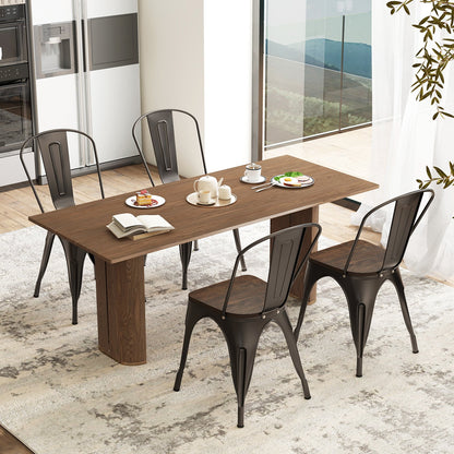 Metal Dining Chairs Set of 4 Tolix Style Stackable Kitchen Chairs with Wood Seat-Black