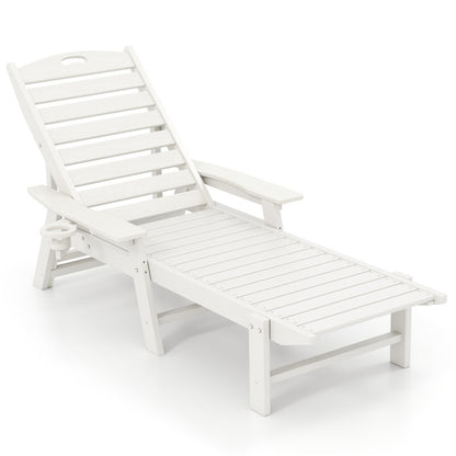 Patio Chaise Lounge Chair with 4 Position Backrest-White