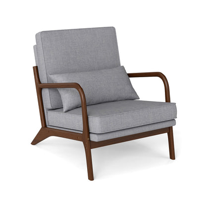 Modern Accent Chair with Rubber Wood Armrests and Removable Back-Beige