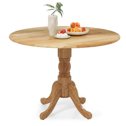 Wooden Dining Table with Round Tabletop and Curved Trestle Legs-Black
