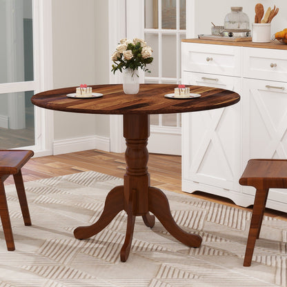 Wooden Dining Table with Round Tabletop and Curved Trestle Legs-Black