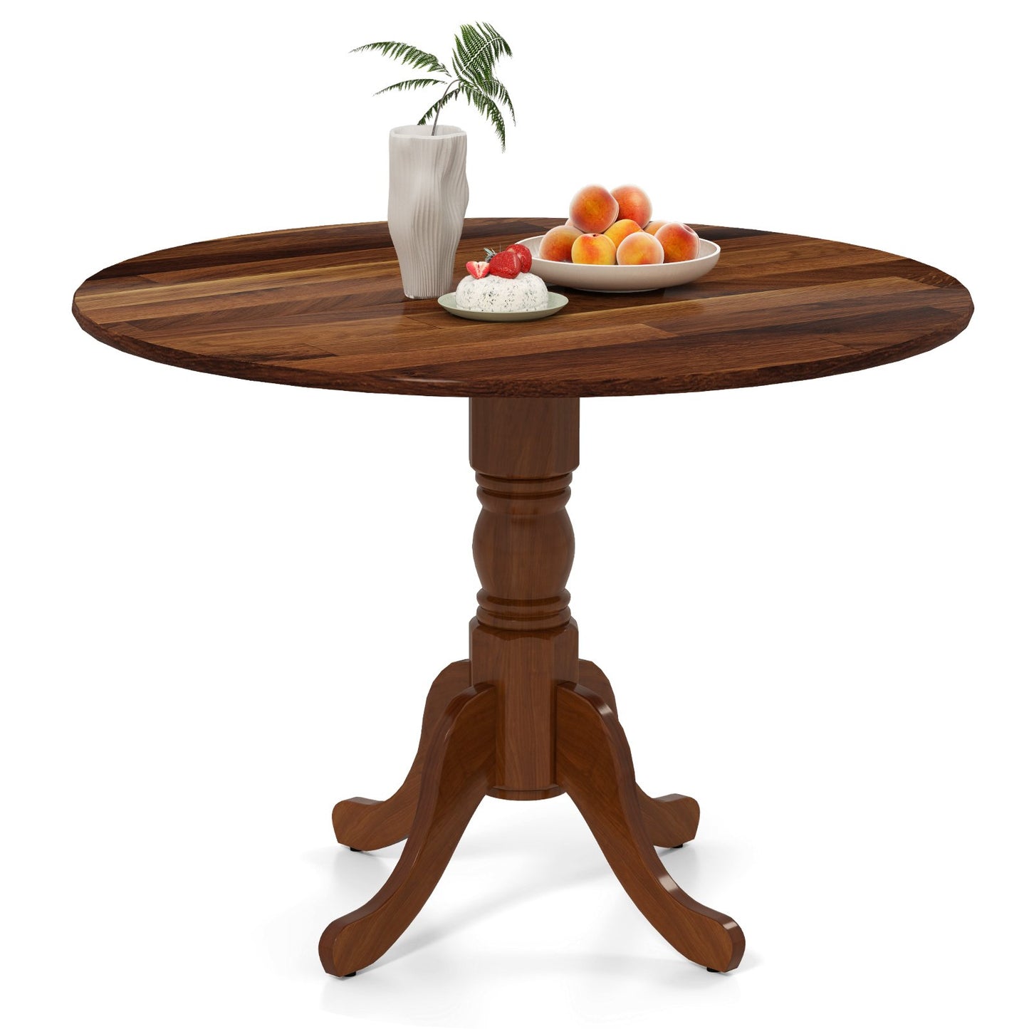 Wooden Dining Table with Round Tabletop and Curved Trestle Legs-Black
