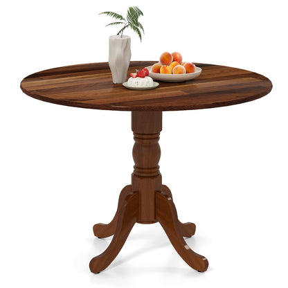 Wooden Dining Table with Round Tabletop and Curved Trestle Legs-Black