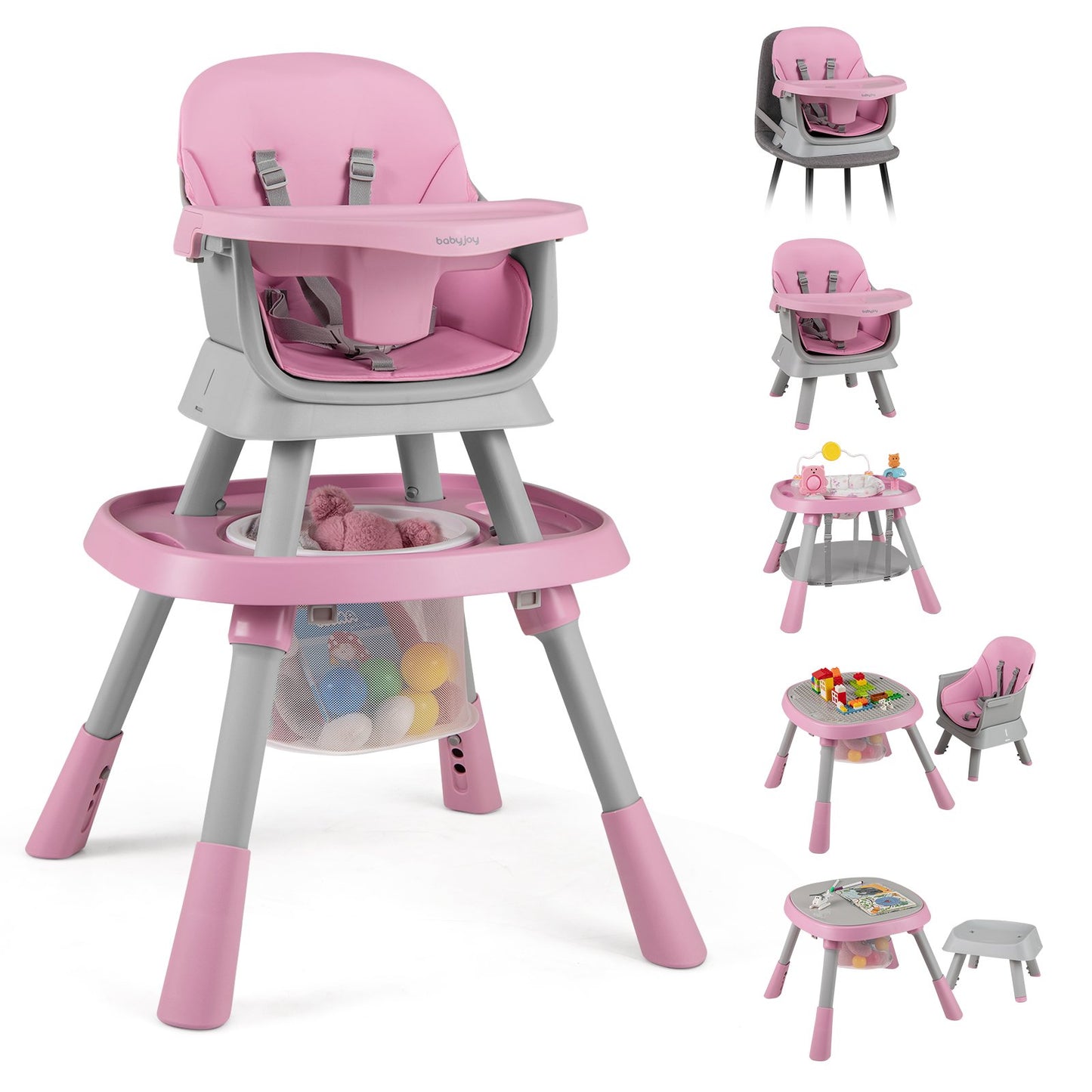 16-in-1 Baby High Chair with Activity Center and Booster Seat for Babies and Toddlers-Grey
