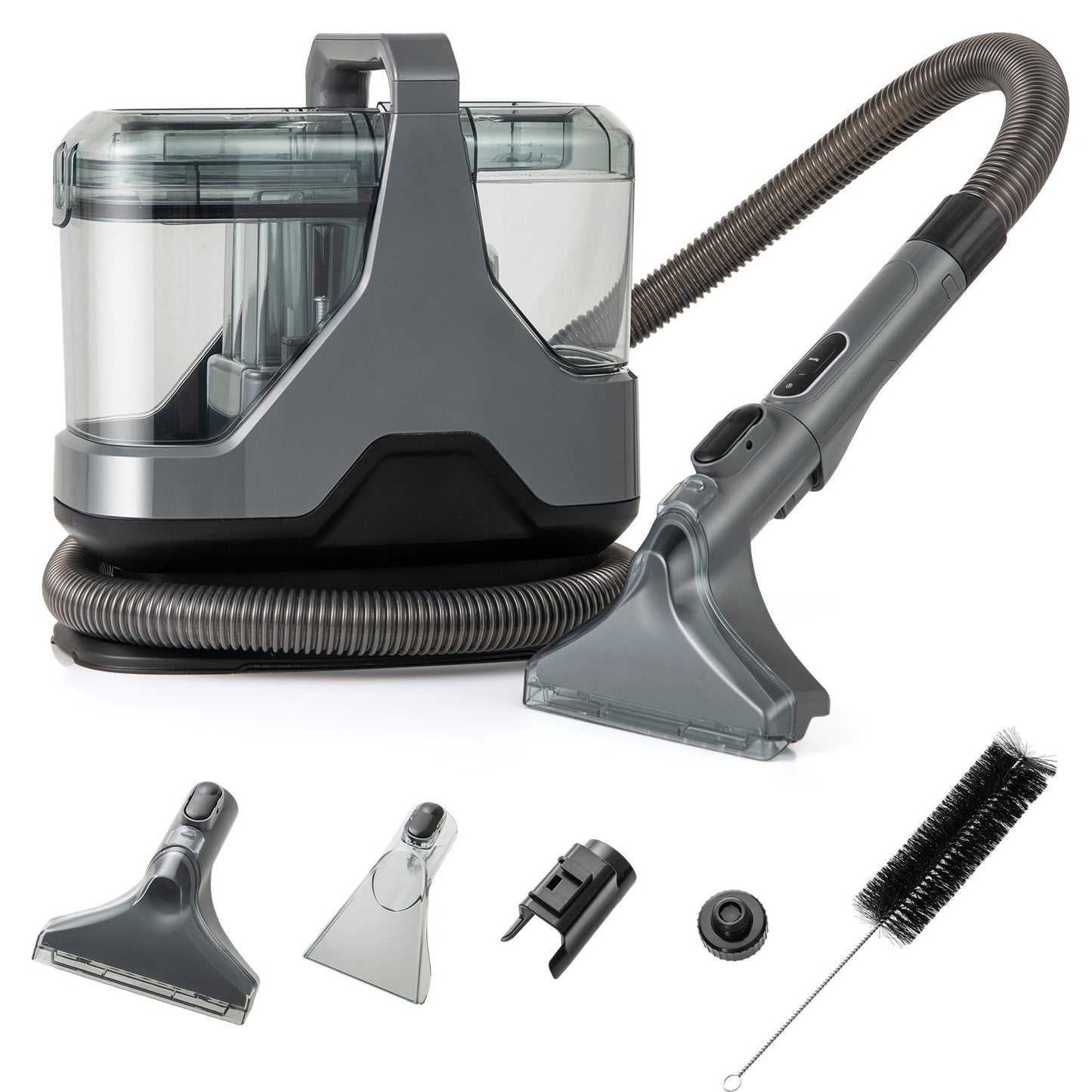 600W Upholstery Cleaner Machine with 15Kpa Powerful Suction and Versatile Attachments-Gray