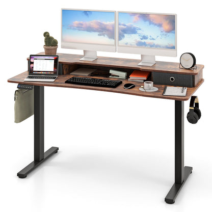 55 Inch x 24 Inch Height Adjustable Electric Standing Desk with 2 Drawers-Black