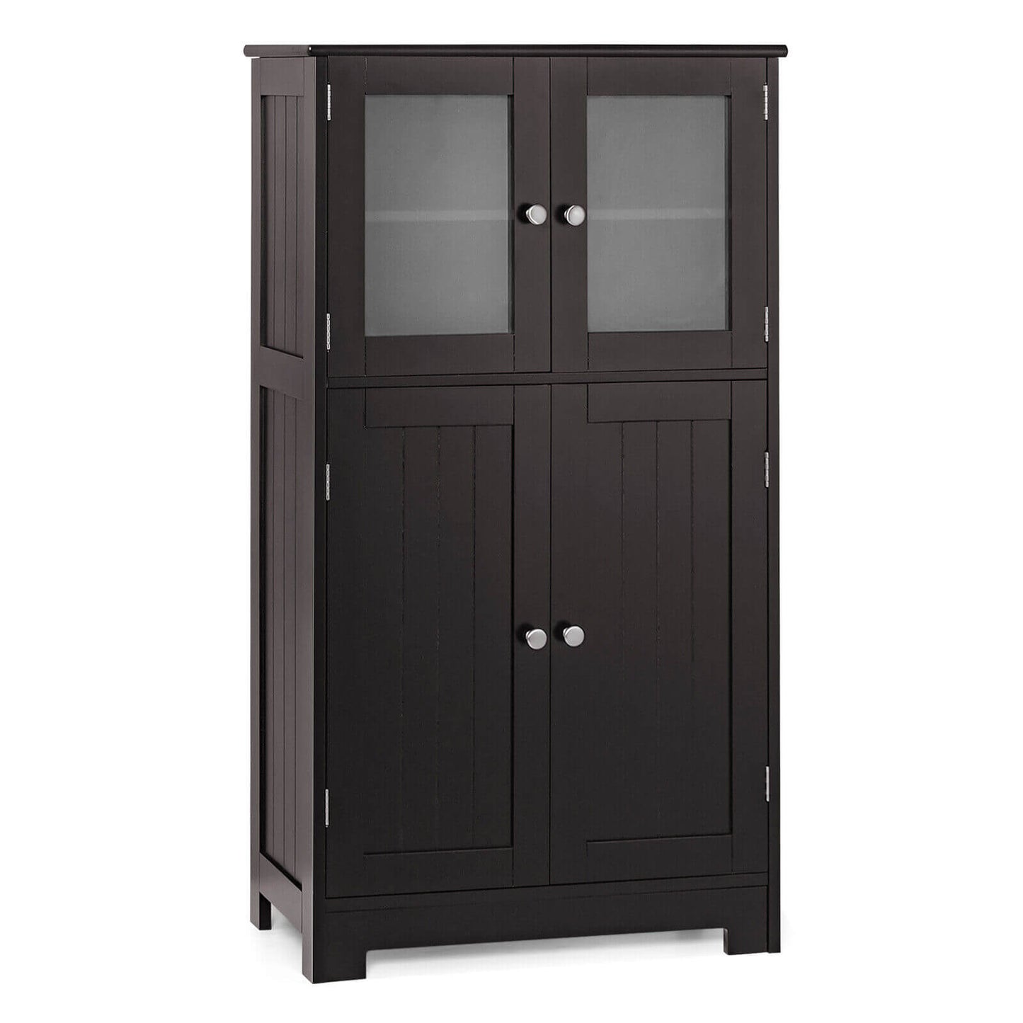 Bathroom Floor Storage Locker Kitchen Cabinet with Doors and Adjustable Shelf-Black