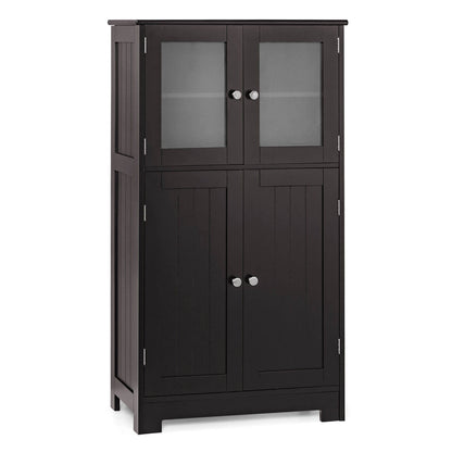 Bathroom Floor Storage Locker Kitchen Cabinet with Doors and Adjustable Shelf-Black