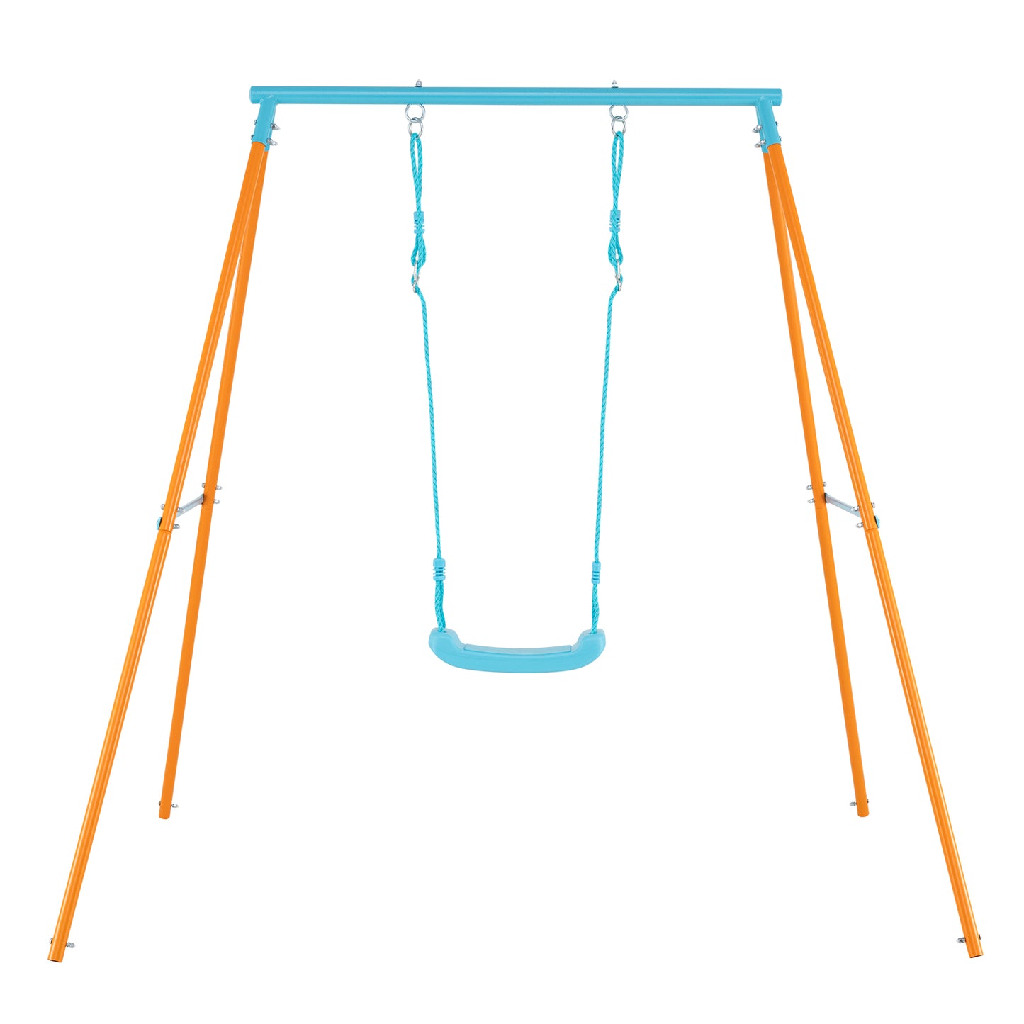 Outdoor Heavy Duty Metal Toddler Swing Set with Stand-Blue