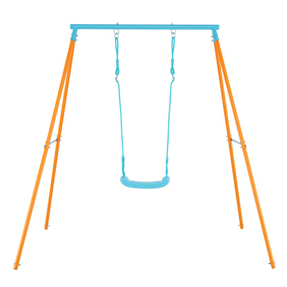Outdoor Heavy Duty Metal Toddler Swing Set with Stand-Blue