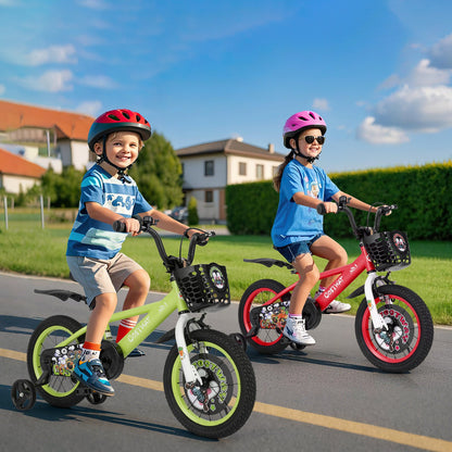 12 Inch Kids Bike Adjustable with Detachable Training Wheels for 3-4 Years Old-12 inches