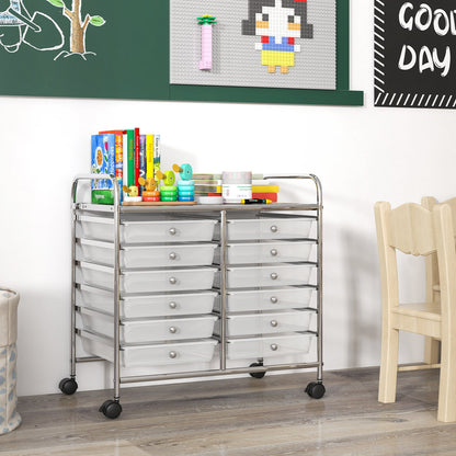 12 Drawers Rolling Storage Cart for Home and Office-Black