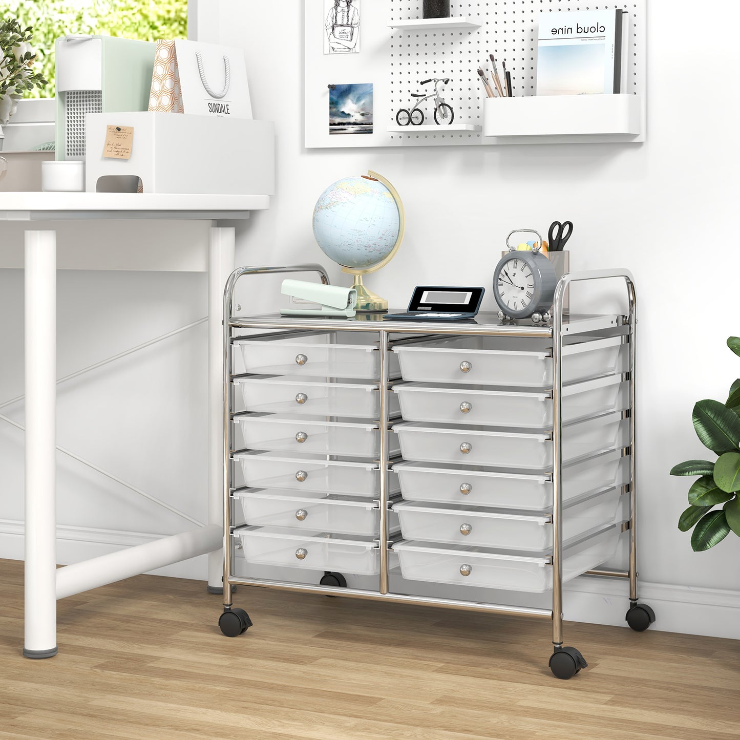 12 Drawers Rolling Storage Cart for Home and Office-Black