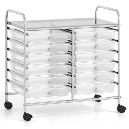 12 Drawers Rolling Storage Cart for Home and Office-Black