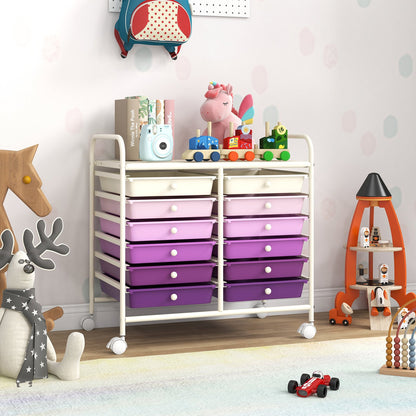12 Drawers Rolling Storage Cart for Home and Office-Black