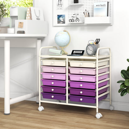 12 Drawers Rolling Storage Cart for Home and Office-Black