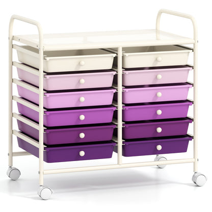 12 Drawers Rolling Storage Cart for Home and Office-Black