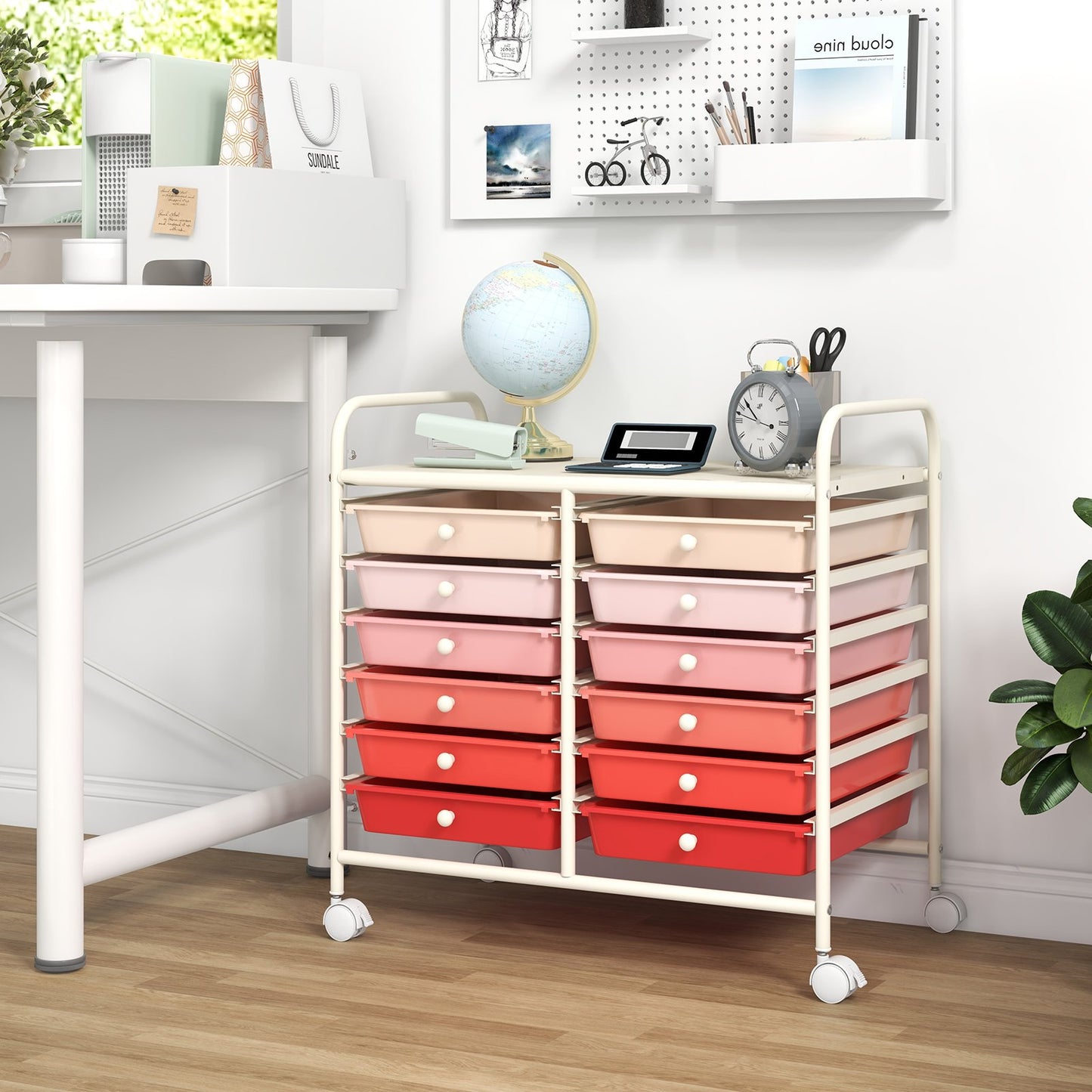 12 Drawers Rolling Storage Cart for Home and Office-Black