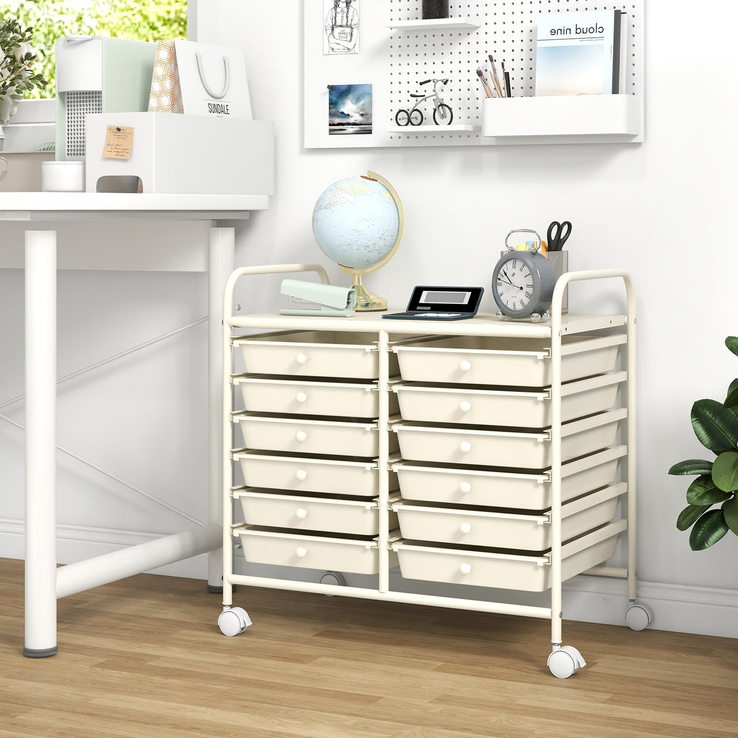 12 Drawers Rolling Storage Cart for Home and Office-Black
