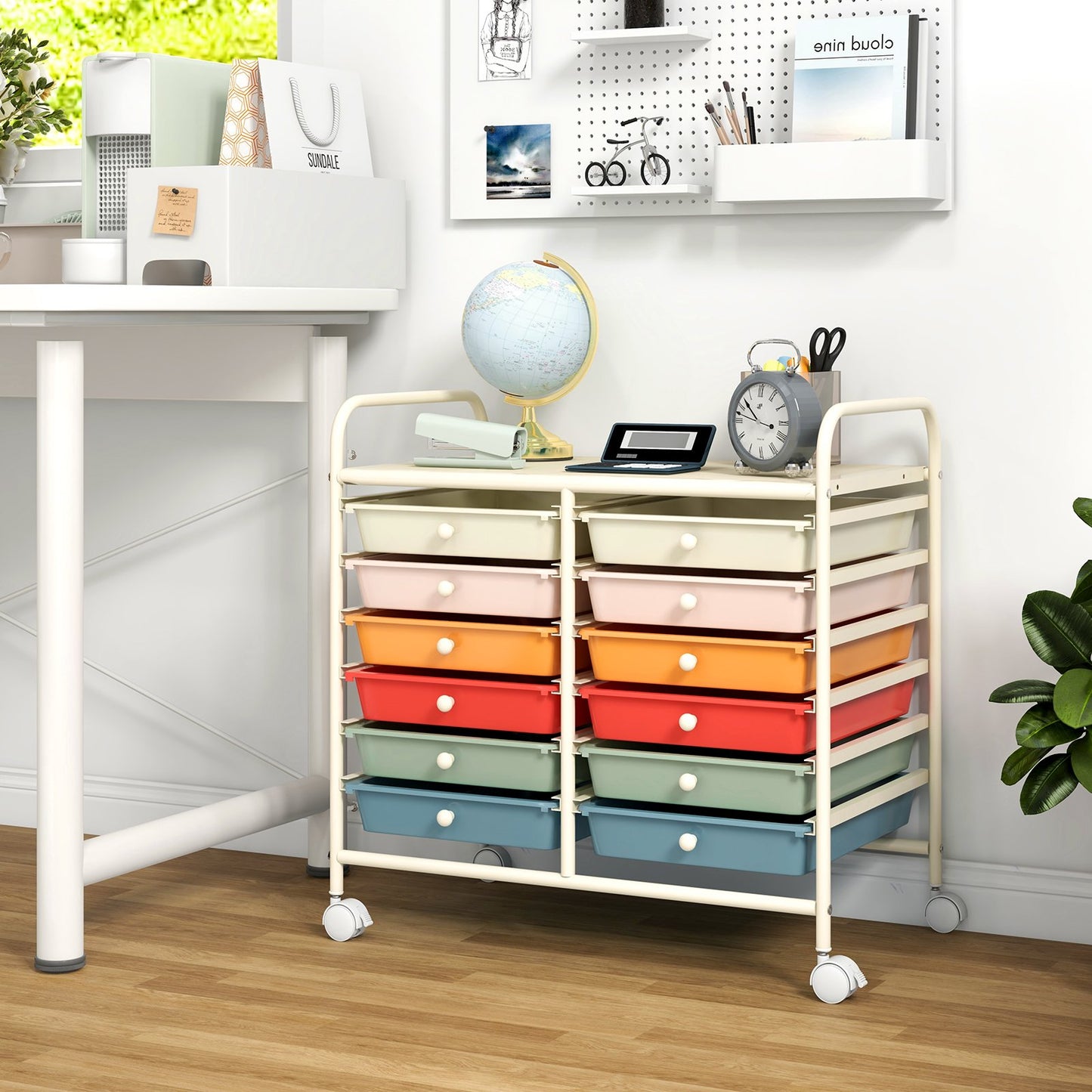 12 Drawers Rolling Storage Cart for Home and Office-Black